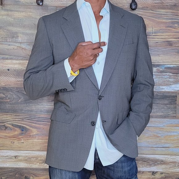 Hickey Freeman 100% Wool Gray Geometric Blazer Sport Jacket Size 39R - Picture 4 of 12